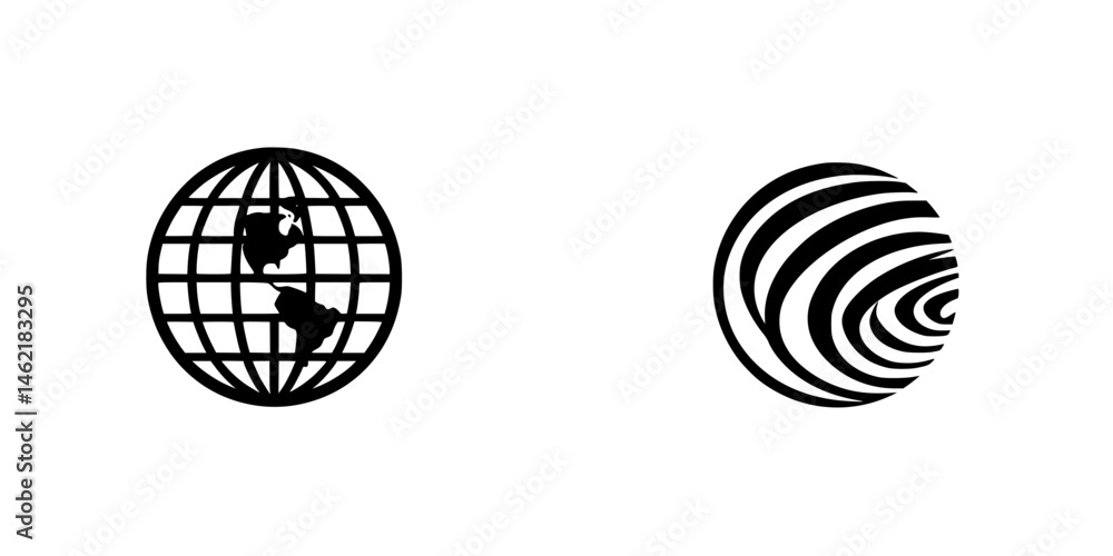 Poster vector illustration icons of a globe and abstract circular design representing global connection and