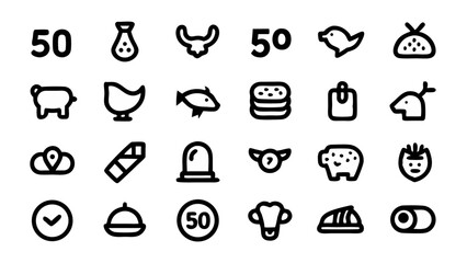 This set of conceptual icons in flat linear design style offers clarity and modern aesthetics for creatives working on app design, UI kits, and web interface projects