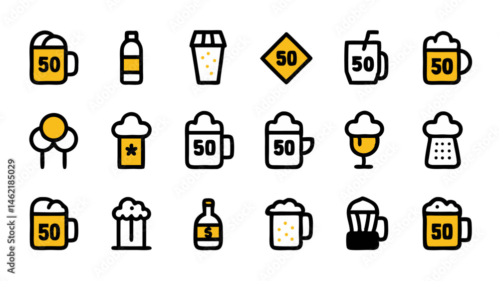 Poster artistic conceptual icons designed in flat line style to enhance digital content designs product pre