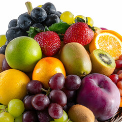 Colorful assortment of fresh fruits displayed close up for healthy eating