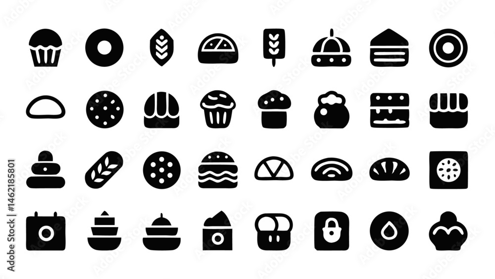 Poster set of conceptual icons in flat linear design for creative digital projects and visual communication