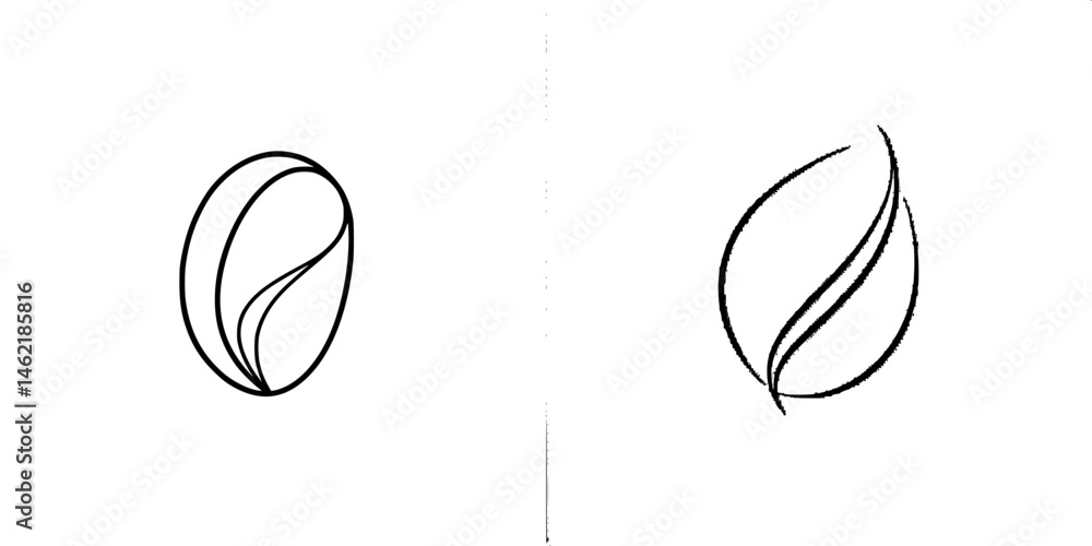 Poster vector illustration icon depicting abstract coffee bean design with elegant line art and minimalisti