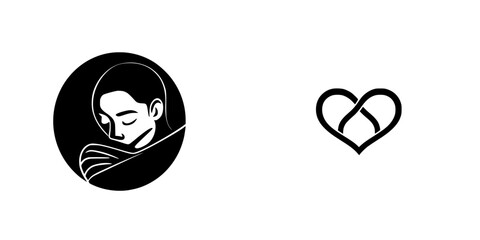 Obraz premium Embracing love and connection through vector illustration of a nurturing figure and heart symbol