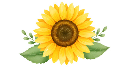 Fototapeta premium Sunflower with Green Leaves