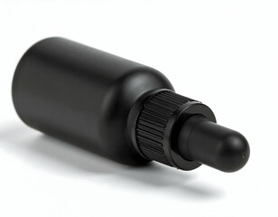 Fototapeta premium Matte Black Dropper Bottle On White Background