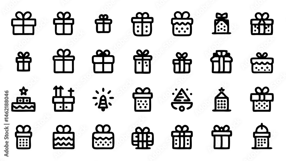 Poster set of conceptual icons in flat line style - icon design collection