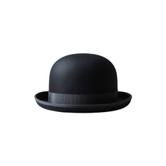 Black Bowler Hat Isolated On Transparent Background Studio Shot