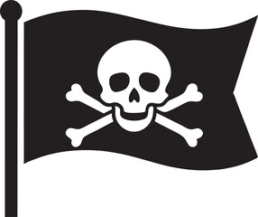 Pirate flag a skull with crossbones silhouette, skull and crossbones flag icon, vector illustration