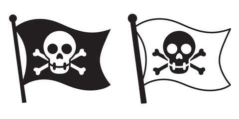 Pirate flag a skull with crossbones silhouette, skull and crossbones flag icon, vector illustration