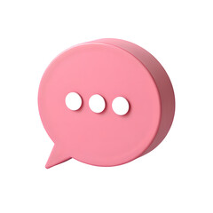 Fototapeta premium Minimalist 3D Pink Speech bubble icon on transparent background