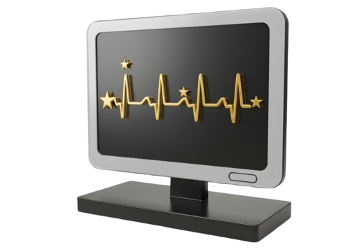 Gold heartbeat on dark screen.  Quality health monitoring concept.