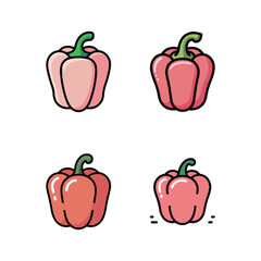 Minimalist pink bell pepper icon with green stem