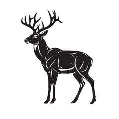 Black Deer Outline – Stag Animal Silhouette Vector