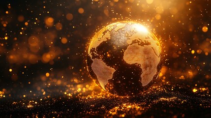 Immersive VR environment illustrating AI enabled ESG analytics modules floating in mid air with ultra clear digital mesh textures and glowing data ribbons swirling around a virtual globe