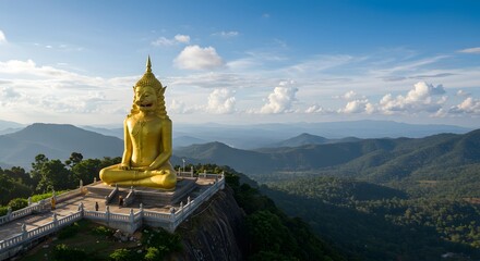 Golden Buddha Statue on Mountain Top