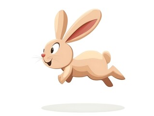 Fototapeta premium Cute Animated Cartoon Rabbit Character: Springtime Fun and Playful Hopping Victory for Children