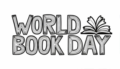 World Book Day text illustration with open book design  