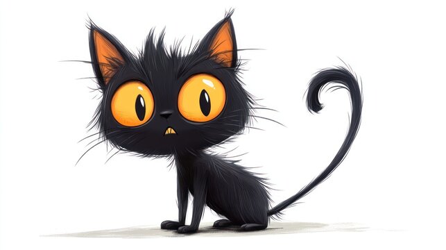 Cute black cartoon cat