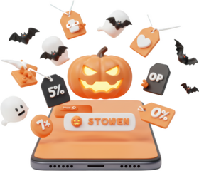 Spooky Halloween Sale Jack o lantern Bats Ghosts Discount Offers on Smartphone App