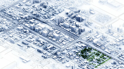 Fototapeta premium Abstract Cityscape Illustration In White And Gray Cubes