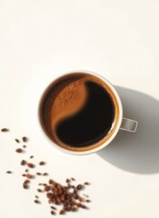 Obraz premium Elegant Espresso Cup with Coffee Beans