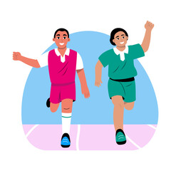 Obraz premium A flat style illustration showing student race