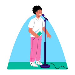 A flat style illustration of school student speech