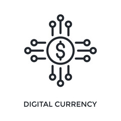 Digital Currency Icon Outline Style. Vector Illustration For Graphic Design