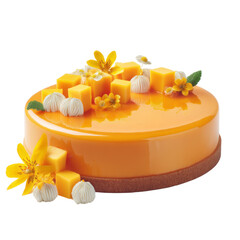 Delicious orange cake dessert studio setting food photography transparent background