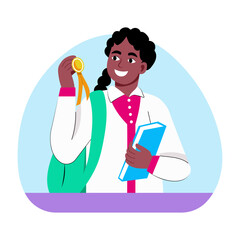 A flat style illustration of the best student
