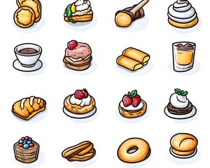 A colorful collection of sweet treats, pastries, and desserts