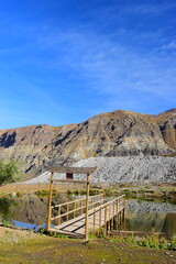 Cajon del Maipo - Embalse el Yeso area. San jose de Maipo, close to Santigao area. Lake view with...