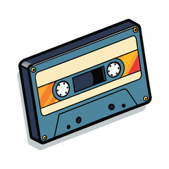 Obraz premium Black retro cassette flat illustration