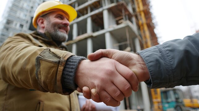The builder and the contractor shake hands