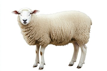 Fototapeta premium Lifelike sheep on clean white background, high-detail animal photography.
