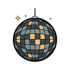 Obraz premium Black retro disco ball flat illustration
