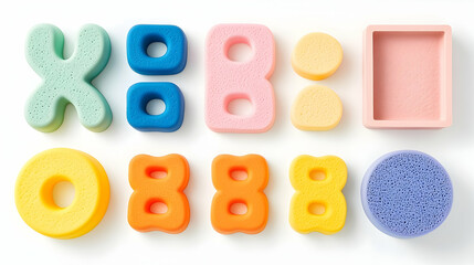 Naklejka premium Colorful foam alphabet letters and shapes