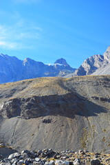 Cajon del Maipo - Embalse el Yeso area. San jose de Maipo, close to Santigao area. Lake view with...