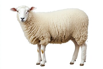 Fototapeta premium Ultra-realistic sheep portrait isolated on white, perfect for any project