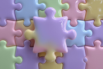 Obraz premium Colorful pastel puzzle pattern creates a soothing and whimsical backdrop