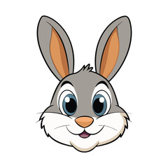 Cute hare face flat illustration on white background