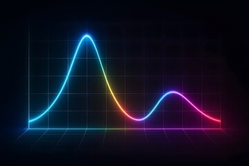 Neon glow wave graph displaying financial data or market trends in a modern 3d illustration against a black background showing an abstract visual representation of data