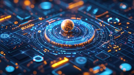 Fototapeta premium Futuristic digital sphere network interface technology