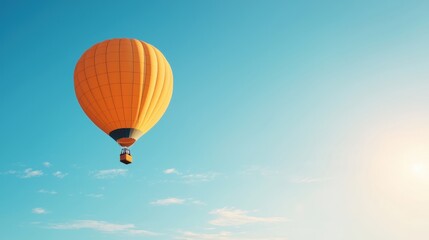 Naklejka premium Golden hot air balloon soaring high