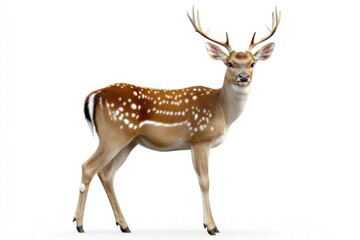 Pristine white background, stunningly detailed deer portrait