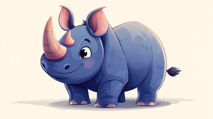 Obraz premium Cute cartoon rhino (2)