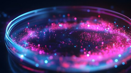 Obraz premium Detailed Microscopic View of Glowing Bacteria for Scientific Research Illustrations