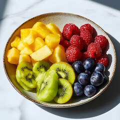 Colorful fresh fruit bowl