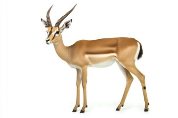 Graceful gazelle standing isolated on white, ultra-realistic wildlife photo