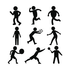 Football Player Silhouette Vector Icon Set – Action Sports Clipart for Digital Design, T-Shirts & Printable, football player vector, football silhouette icons, sports vector graphics, football action 